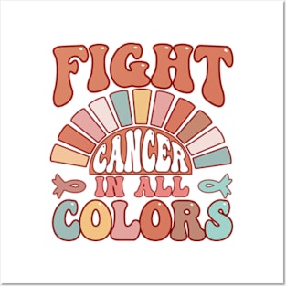 Fight Cancer In All Color Feather Breast Cancer Awareness Posters and Art